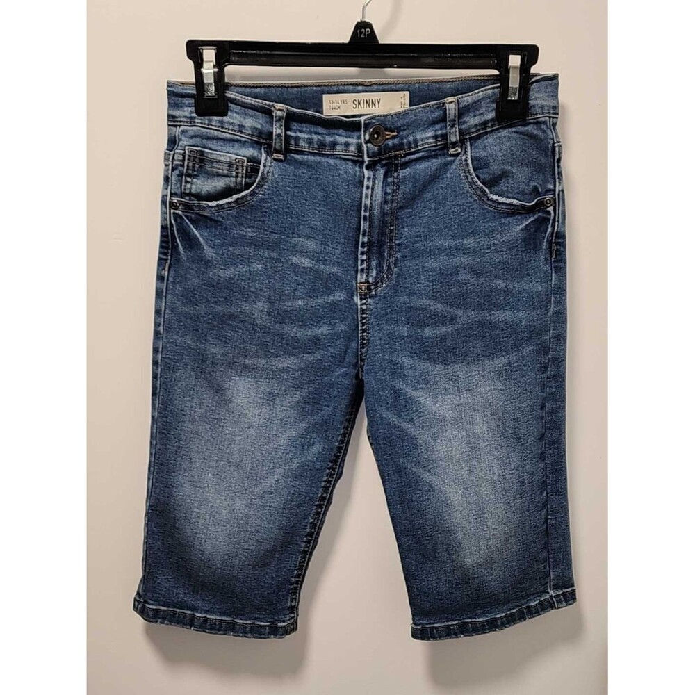 Primark Boys Blue Denim Skinny Shorts Size - 13-14yrs